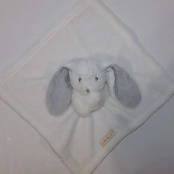 Blankets & Beyond White Bunny Gray ears Plush Security Blanket Baby Lovey Nunu - Picture 5 of 6